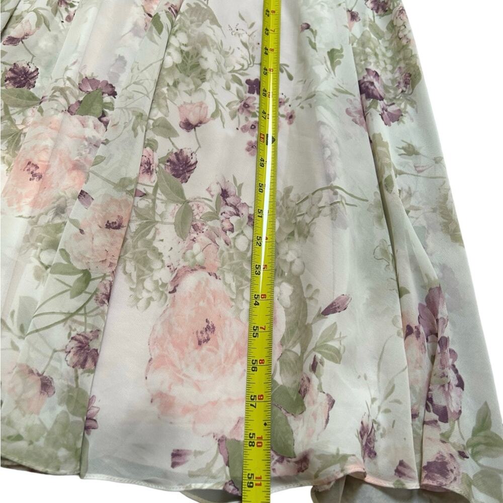 Jenny Yoo Floral Halter Maxi Dress in Cream and Pastel Green - Picture 7 of 11